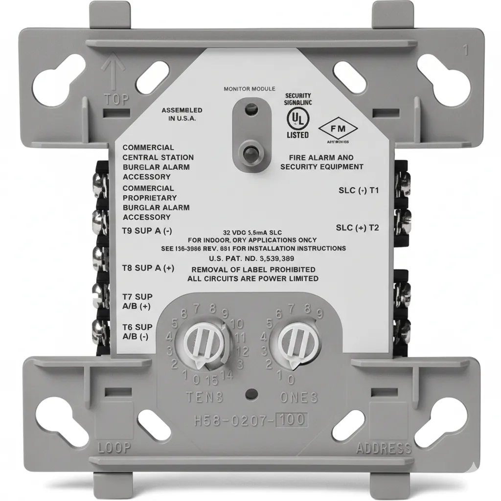 ADDRESSABLE MONITOR MODULE, ONE STYLE B/D (CLASS A/B) INITIATING DEVICE CIRCUIT FOR MONITORING N/O CONTACT DEVICES, INCLUDES POLLING LED